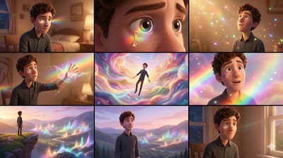 Pixar-Style 3x3 Music Video Storyboard (9 Scenes, 16:9) thumbnail