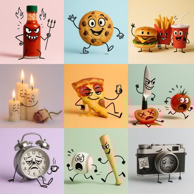 Hybrid Photo-Doodle 3D Cartoon Character Illustration on Minimal Pastel Background thumbnail