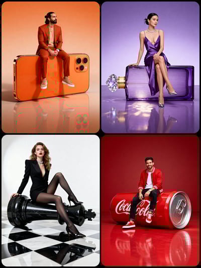 Hyper-Realistic Minimalist Studio Portrait on an Oversized Prop thumbnail