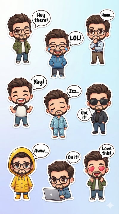 3D Kawaii Chibi 9-Sticker Grid for WhatsApp (9:16) thumbnail