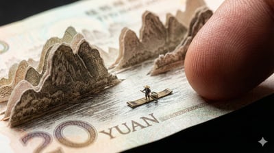 Macro Paper-Cut Chinese 20 Yuan Banknote (Guilin Landscape Edition) thumbnail