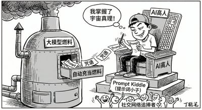 Ding Cong-Style Satirical Cartoon About “Prompt Kiddies” and AI Hype thumbnail