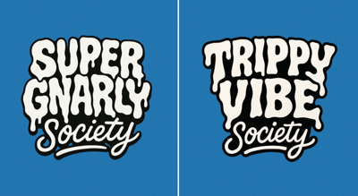 Cartoon-Style Warped Bubble Text Logo (SUPER GNARLY SOCIETY) thumbnail