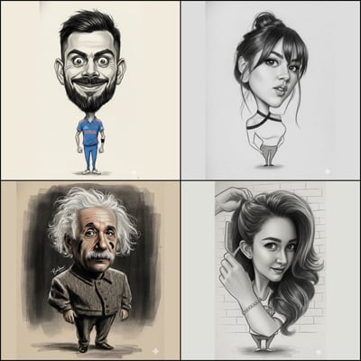 Pencil Brush Stroke Big-Head Caricature on Textured Paper (From Your Photo) thumbnail