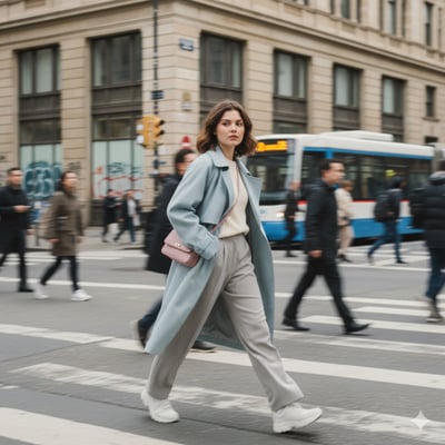 Cinematic Street Fashion Photography: Stylish Young Woman in Motion thumbnail