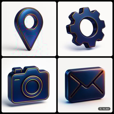 Futuristic Iridescent Alloy Vector Icon (1:1, Deep Blue, Copper Accents) thumbnail