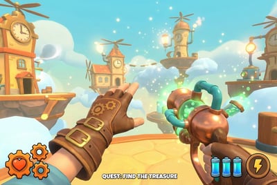 Cyberpunk FPS POV Screenshot with Glitch HUD, Smart Pistol, and Neon Rain Rooftop thumbnail