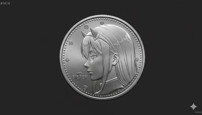 Exquisite Portrait Metallic Coin on Dark Minimal Background thumbnail