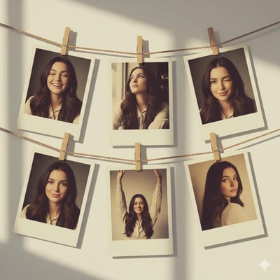 Vintage Polaroid Collage Wall with Rope and Mini Clothespins (6 Photos) thumbnail