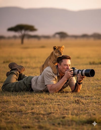 Ultra-Realistic Wildlife Safari Photography Scene with Lion Cub (Face Reference) thumbnail