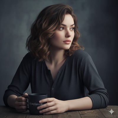 Cinematic Hyper-Realistic Surreal Portrait at a Wooden Table thumbnail