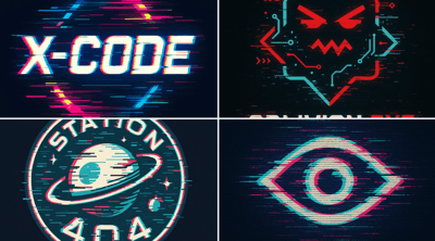 Glitch Vector Logo Design in Cyberpunk Neon Style thumbnail