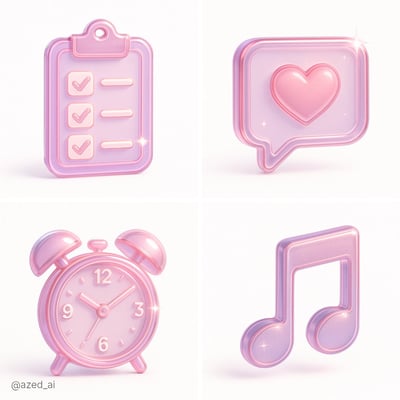 Dreamy Translucent Glass-Plastic 3D UI Icon in Pink & Purple thumbnail