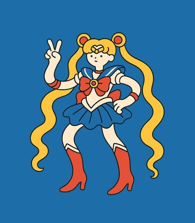 Whimsical Wavy Cartoon Character Flat Vector Illustration (Blue Background) thumbnail