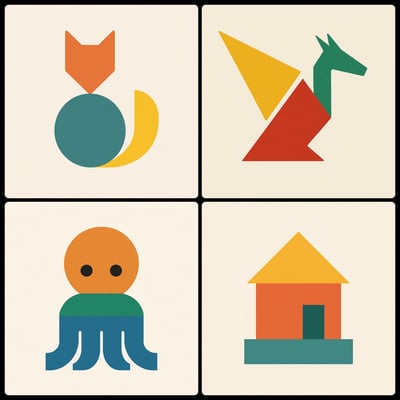 Minimalist Three-Shape, Three-Color Geometric Subject Illustration thumbnail