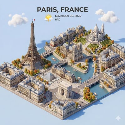 Isometric 3D Cartoon City Weather Miniature Scene (1080×1080) thumbnail