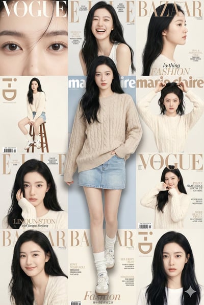 9-Panel Bare-Skin 3D Magazine Grid Collage Fashion Poster Prompt thumbnail