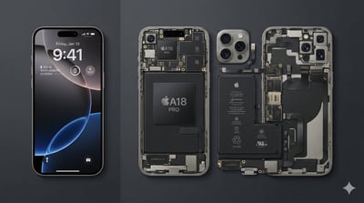 iPhone 16 Pro Max Teardown Comparison Photo (Knolling Flat Lay) thumbnail