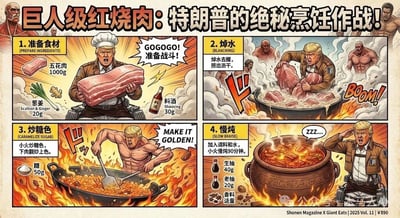 Attack on Titan-Style Braised Pork Belly Recipe Infographic with Trump thumbnail