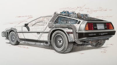 Detailed Technical Blueprint Drawing with Dimensions and Red Annotations thumbnail