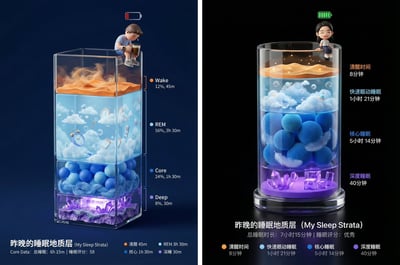 3D Sleep Strata Report Poster (Apple Watch Sleep Data) thumbnail