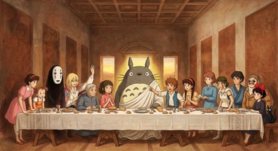 Miyazaki Characters Reimagined as Da Vinci’s The Last Supper (Renaissance Realism) thumbnail