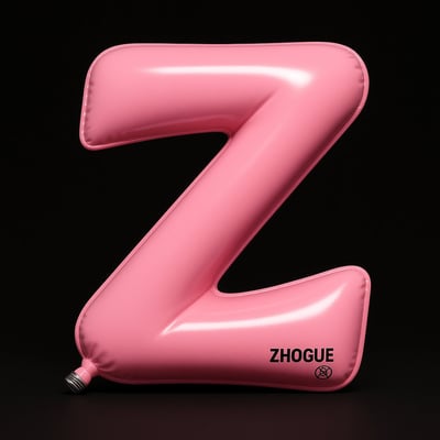 Hyper-Realistic Pink PVC Inflatable Letter Z 3D Installation on Black Stage thumbnail