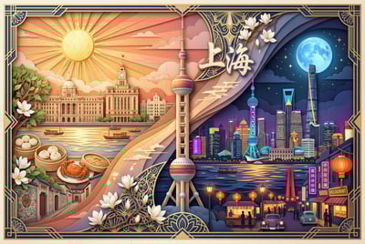 Van Gogh-Inspired Day–Night Split City Paper-Cut Layered Art (4K 9:16) thumbnail