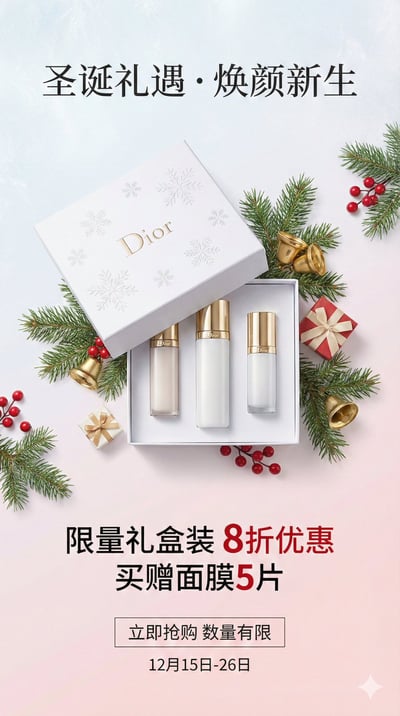 Minimal Luxury Christmas Skincare Gift Set Promotion Card (9:16) thumbnail