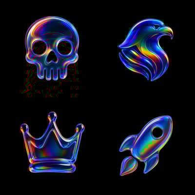 Glossy Prismatic Glass Skull Icon Illustration thumbnail