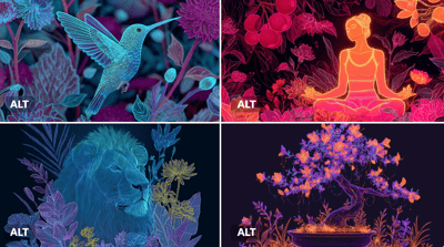 Neon Floral Harmony Botanical Illustration thumbnail