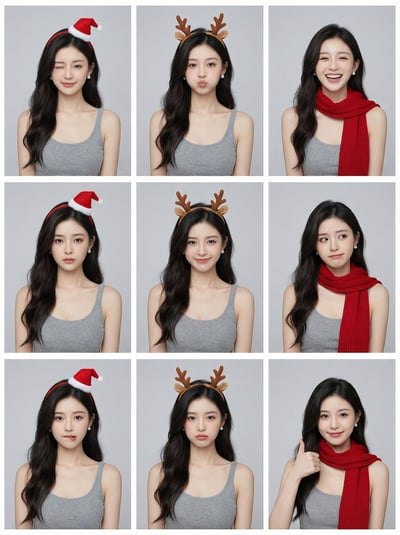 Photorealistic 3x3 Contact Sheet (9-Grid) K‑Pop Photocard Collage thumbnail