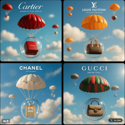Luxury Brand Product Parachute Drop Cinematic Sky Ad thumbnail