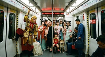 Journey to the West Characters Riding a Crowded Beijing Subway thumbnail