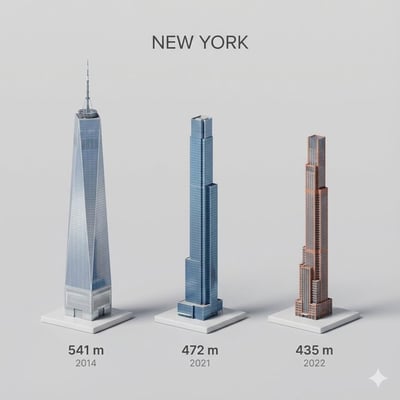 Miniature 3D Cartoon Side View of Sopot’s Three Tallest Buildings (Orthographic) thumbnail