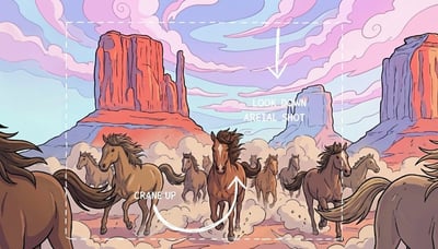 Sketch Camera Movement Annotations for Crane-Up Aerial Look-Down Shot thumbnail