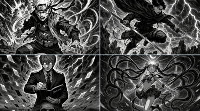 Epic Black & White Manga-Style Character Illustration thumbnail
