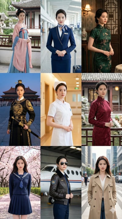 Cinematic 3x3 Outfit Style Grid Portrait (9 Looks, 9 Backgrounds) thumbnail