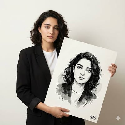 High-End Studio Portrait with Illustrated Poster (From Your Photo) thumbnail