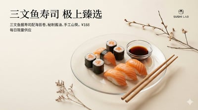 High-Angle Minimalist Tempura Food Photography Layout with Typography and Logo thumbnail