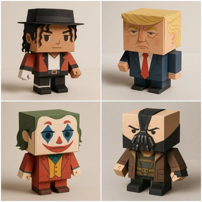 Ultra-Detailed Box Papertoy Character Render (1×1 Square, 4K Product Photo) thumbnail