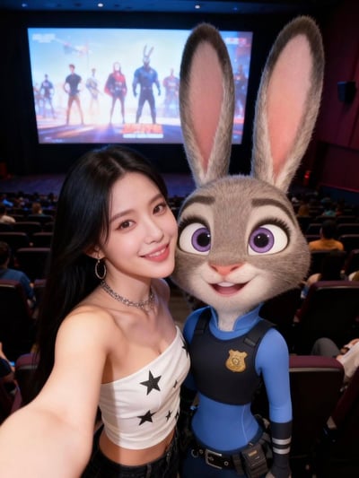 Miyeon Selfie with Judy Hopps in a Crowded Cinema (8K Photorealistic) thumbnail