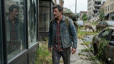 Cinematic Post-Apocalyptic Survivor on an Overgrown City Street (35mm Wide Shot) thumbnail