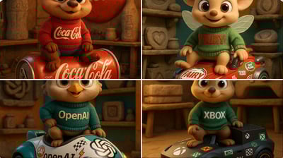 Branded 3D Cartoon Animal Mascot on Futuristic Product Vehicle (4K CGI) thumbnail