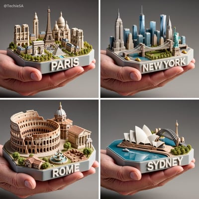 Hand-Held {{CITY}} 3D Collectible Diorama on Miniature Display Platform thumbnail