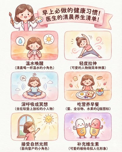 Hand-Drawn Watercolor Vitamin Beauty Infographic (Cute Cartoon Doctor, Pink Tone) thumbnail