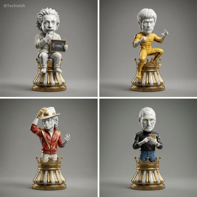 Collectible Marble-and-Gold Chess Piece 3D Render Inspired by {{ICON}} thumbnail