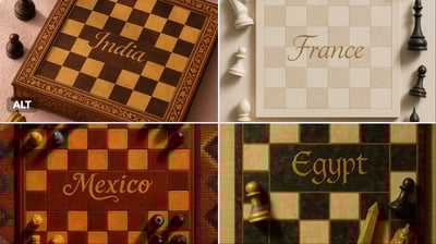 Cultural Heritage Chessboard Still Life Photo (Top-Down, 9:16) thumbnail