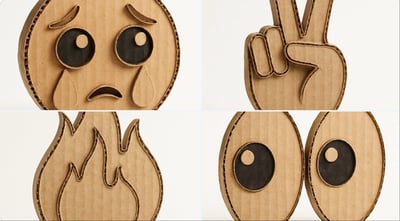 Ultra High-Resolution Cardboard Emoji Sculpture 3D Render thumbnail