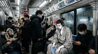 Blend a 2D Manga Samurai into a Hyper-Real Tokyo Subway Photo thumbnail